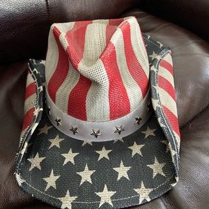 New one size Stars and Stripes straw hat